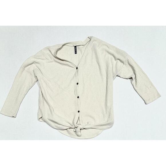 Iwollence Womens Sweater Shirt Waffle Knit Thermal Long Sleeve Tie Knot XL - Picture 15 of 15